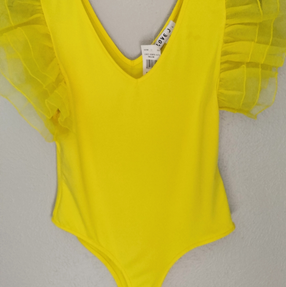 Sheer Ruffled Sleeve Bodysuit (New)